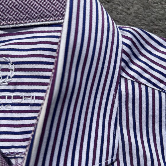 Bugatchi Uomo Dress‎ Shirt Mens 16.5 34/35 Purple Lavender French Cuffs - Picture 12 of 16